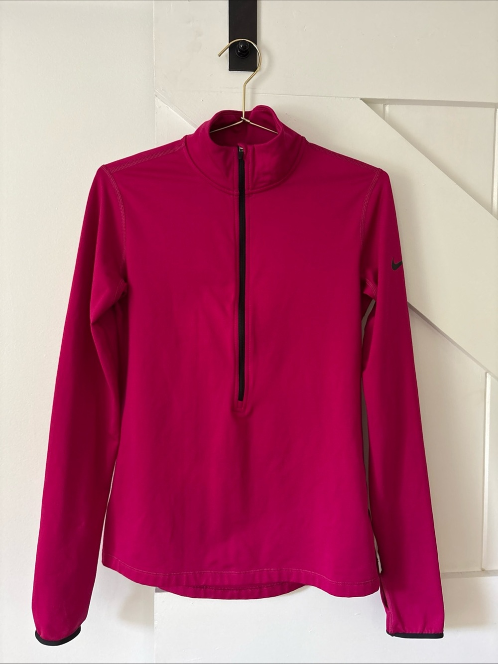 Nike Pro Women’s Dri-fit Quarter Zip Pullover Training Top Size Large Pink Run